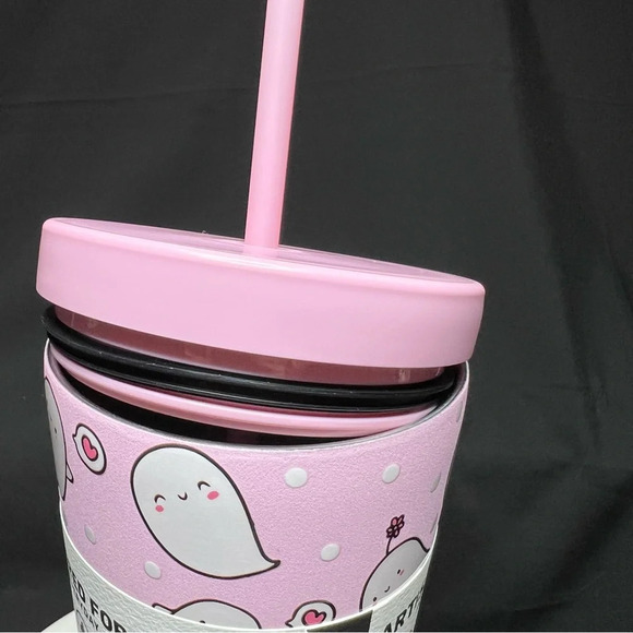 HydraPeak 2024 Halloween Pink Blushing Ghost w/ Flower & Heart Stainless Tumbler - Picture 12 of 13